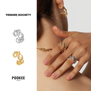 T字环戒指女金银双色简约高级感轻奢时尚 Society正品 百搭 Tender