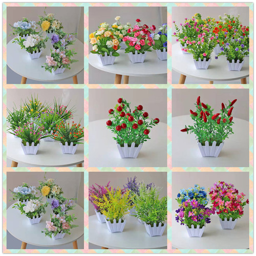 【含盆】仿真花艺套装塑料花假花客厅家居摆设绢花干花束插花盆栽