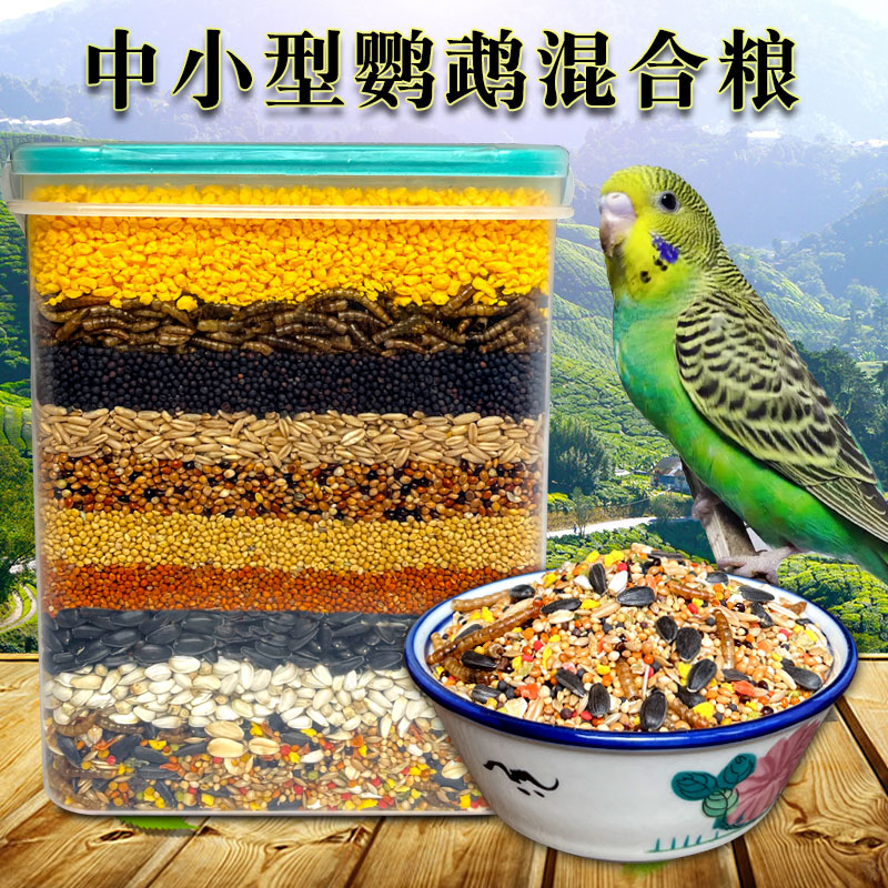 炫料鹦鹉饲料鸟粮虎皮玄凤牡丹鸟食带壳黄谷子五色黍子小米混合粮
