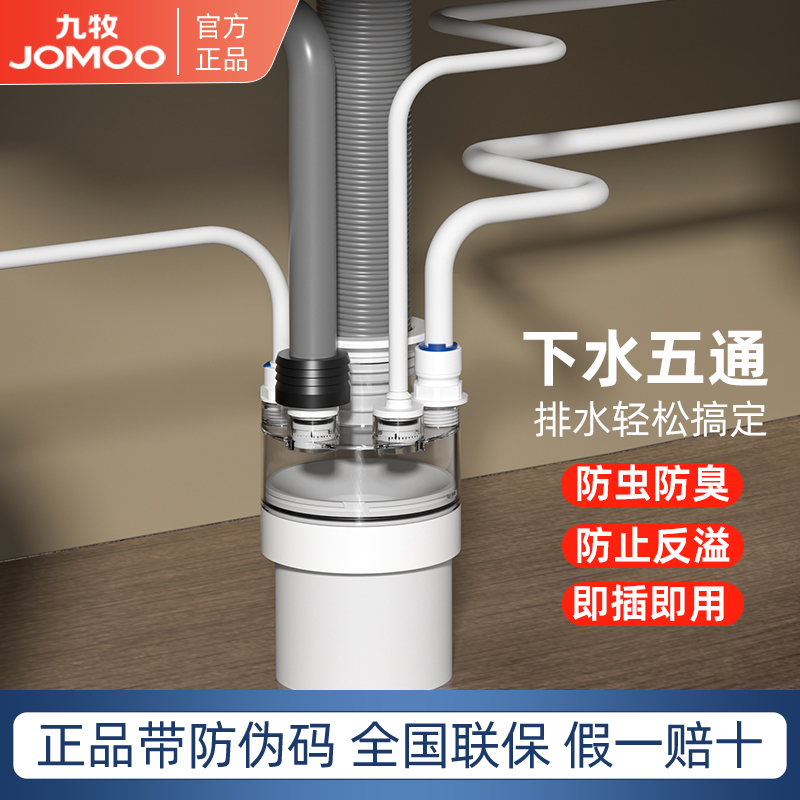 九牧厨房阳台下水管三通下水接头