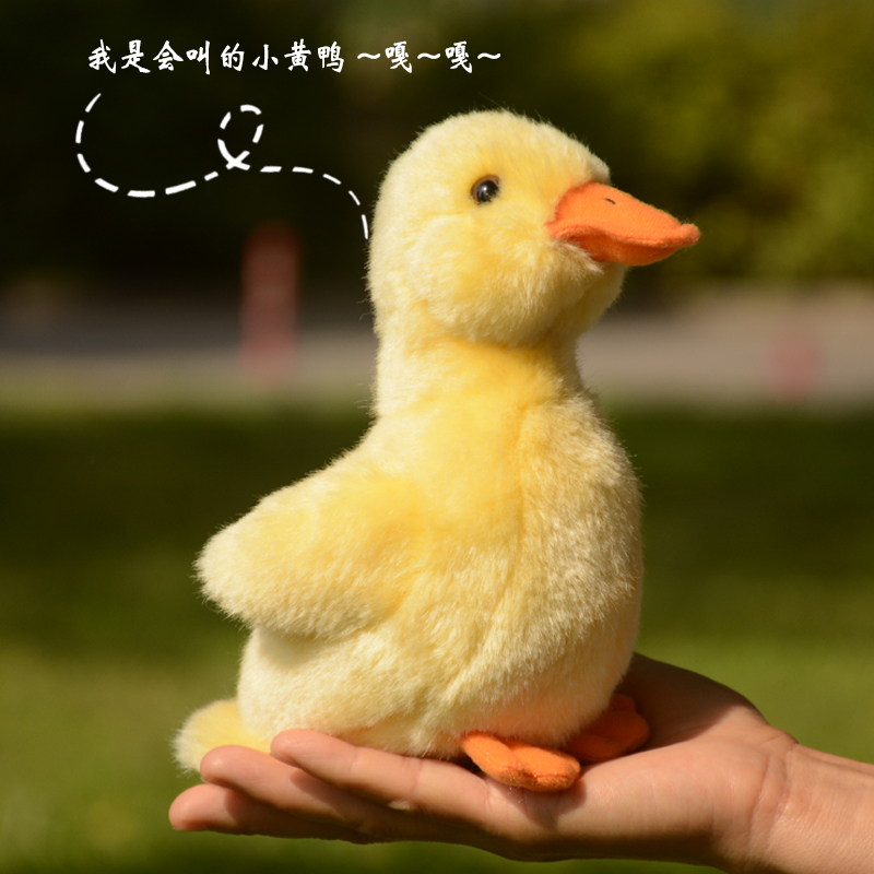 新品小b真鸭子毛绒可仔公爱仿黄鸭玩偶会叫小鸭子