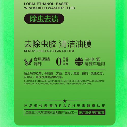 龙蟠乙醇型除虫渍玻璃水2L 油电氢汽车通用 快速除虫胶树胶鸟粪