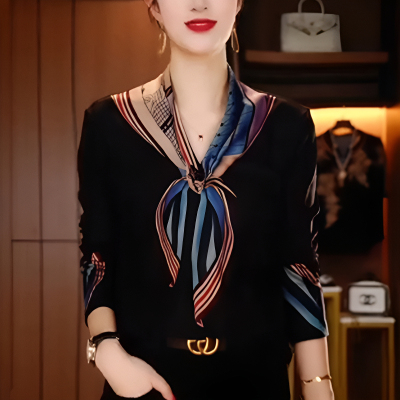 【贵妇装】显瘦新款套头长袖上衣