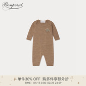 新品 2025秋冬新生儿绵羊毛纯色连身衣Bonpoint童装