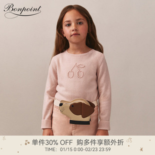 【新品】2025秋冬女大童山羊绒樱桃图案纯色长袖套衫Bonpoint童装