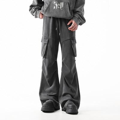 BLRY 水洗裤子男秋季宽松潮牌百搭休闲长裤i美式伞兵工装直筒裤子