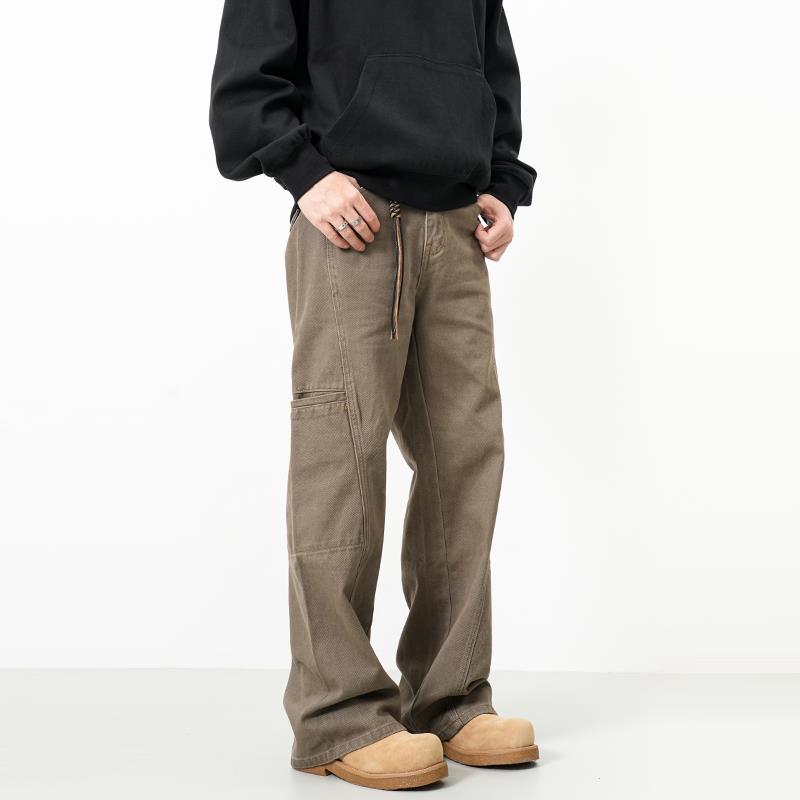 RAIN EDM美式复古宽松直筒工装裤男女美拉德咖色休闲cleanfit裤子