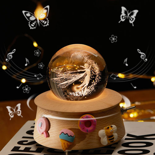 水晶球可旋转八音盒艾莎小王子