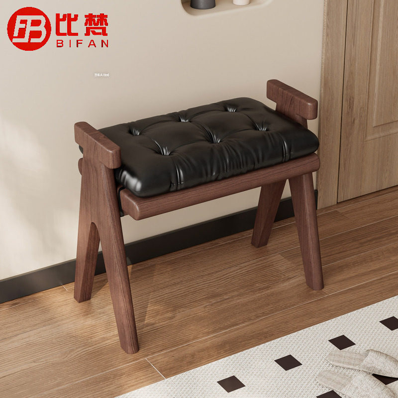 实木换鞋凳门口家用穿鞋凳轻奢高级感玄关软包坐垫藤编入户休息凳