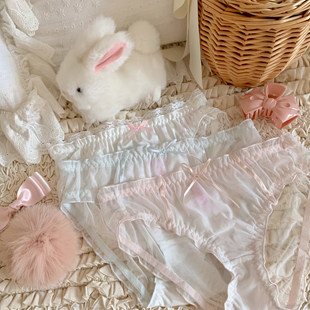 原创设计法式内裤内衣少女三角裤蕾丝透明花边绵羊商店纯欲内裤