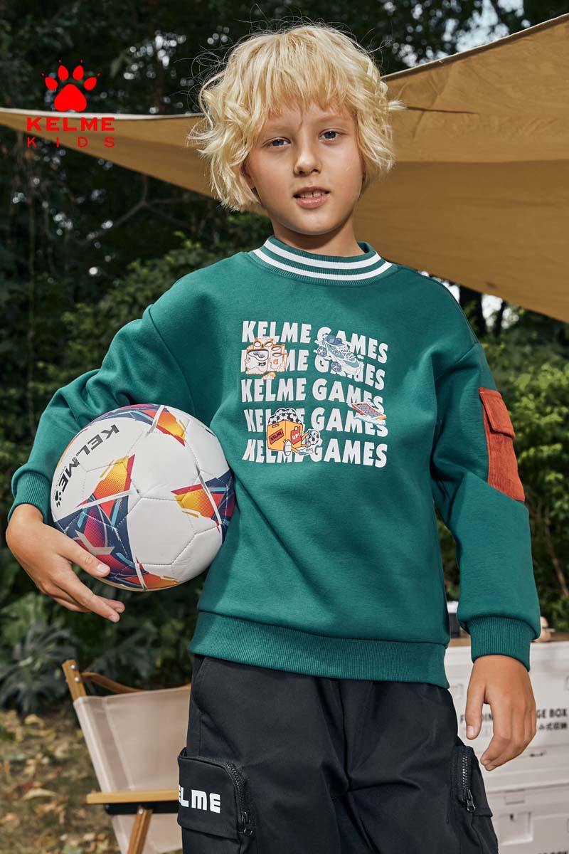 KELME KIDS卡尔美亲子卫衣男童秋季新款运动休闲棉质款式套头卫衣