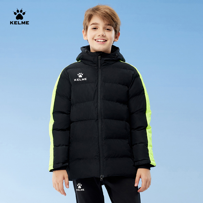 KELME KIDS卡尔美儿童运动棉服男女足球冬训连帽棉衣短款棉袄冬季