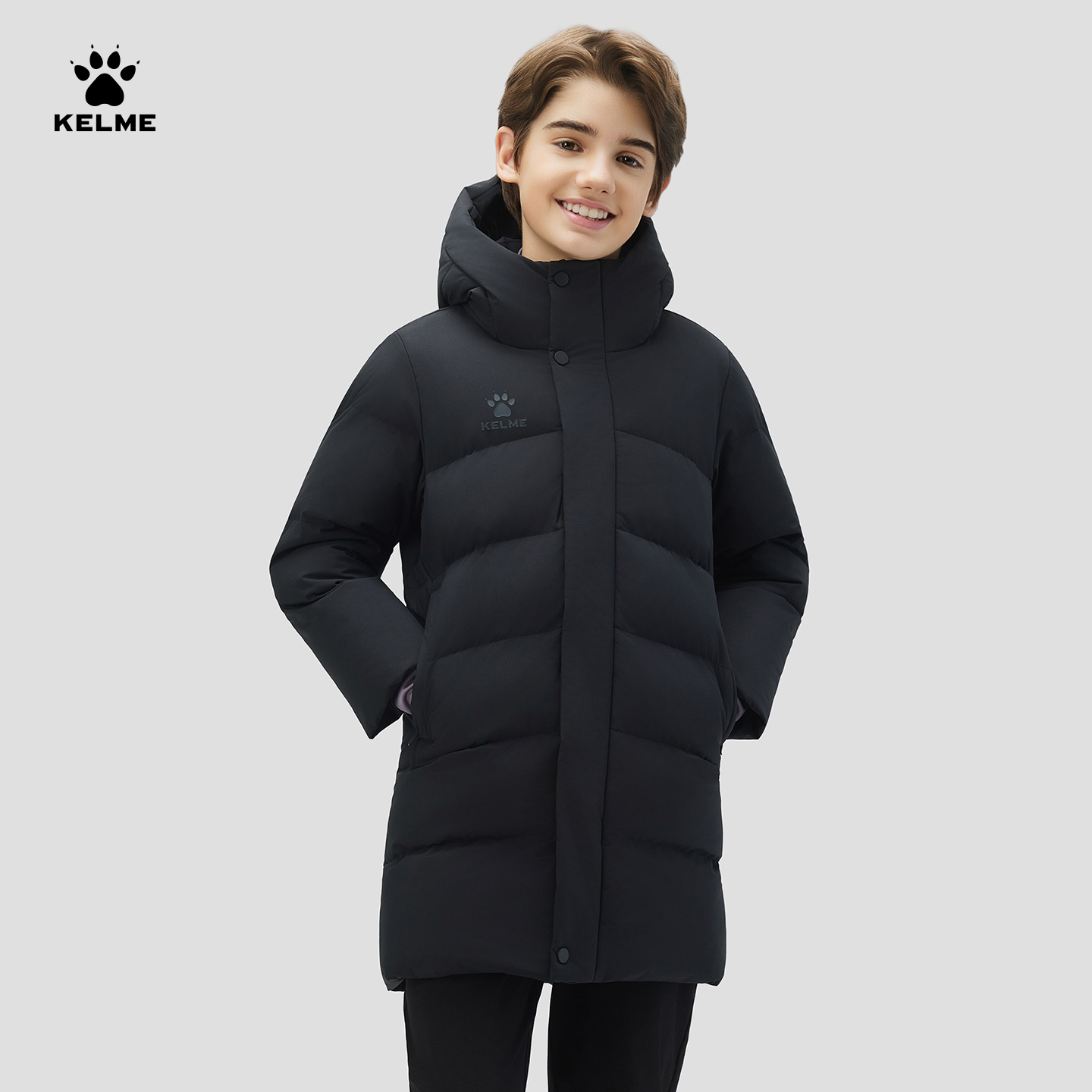 卡尔美儿童棉服外套中长款