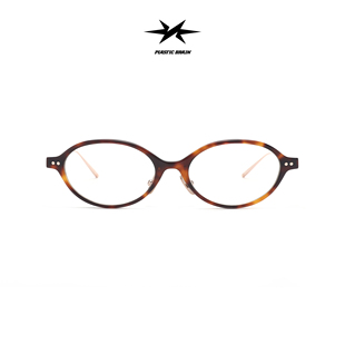 PLASTIC BRAIN超轻钛架复古圆框平光镜玳瑁书呆子素颜女近视眼镜