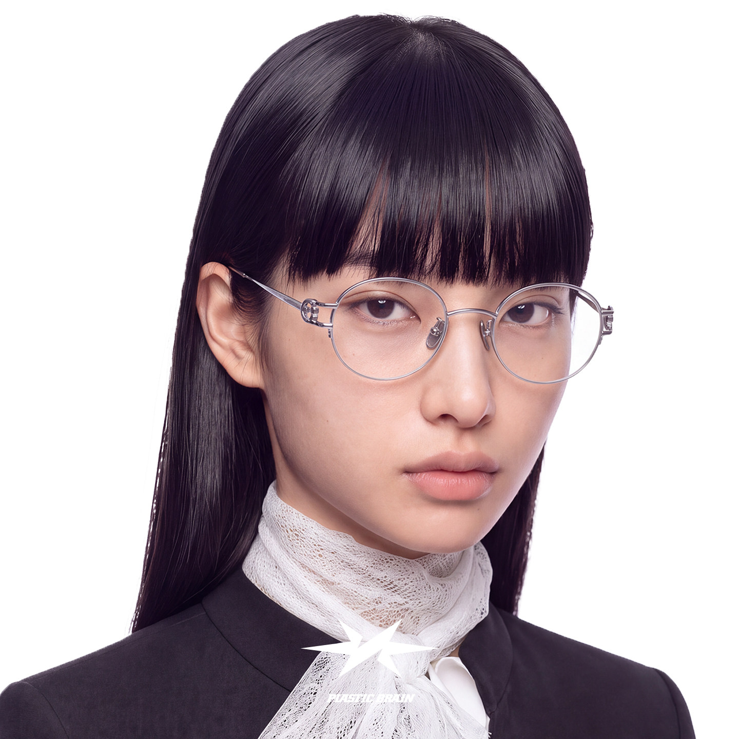 [免费配镜]PLASTIC BRAIN塑料脑袋老钱风椭圆眼镜半框近视眼镜女