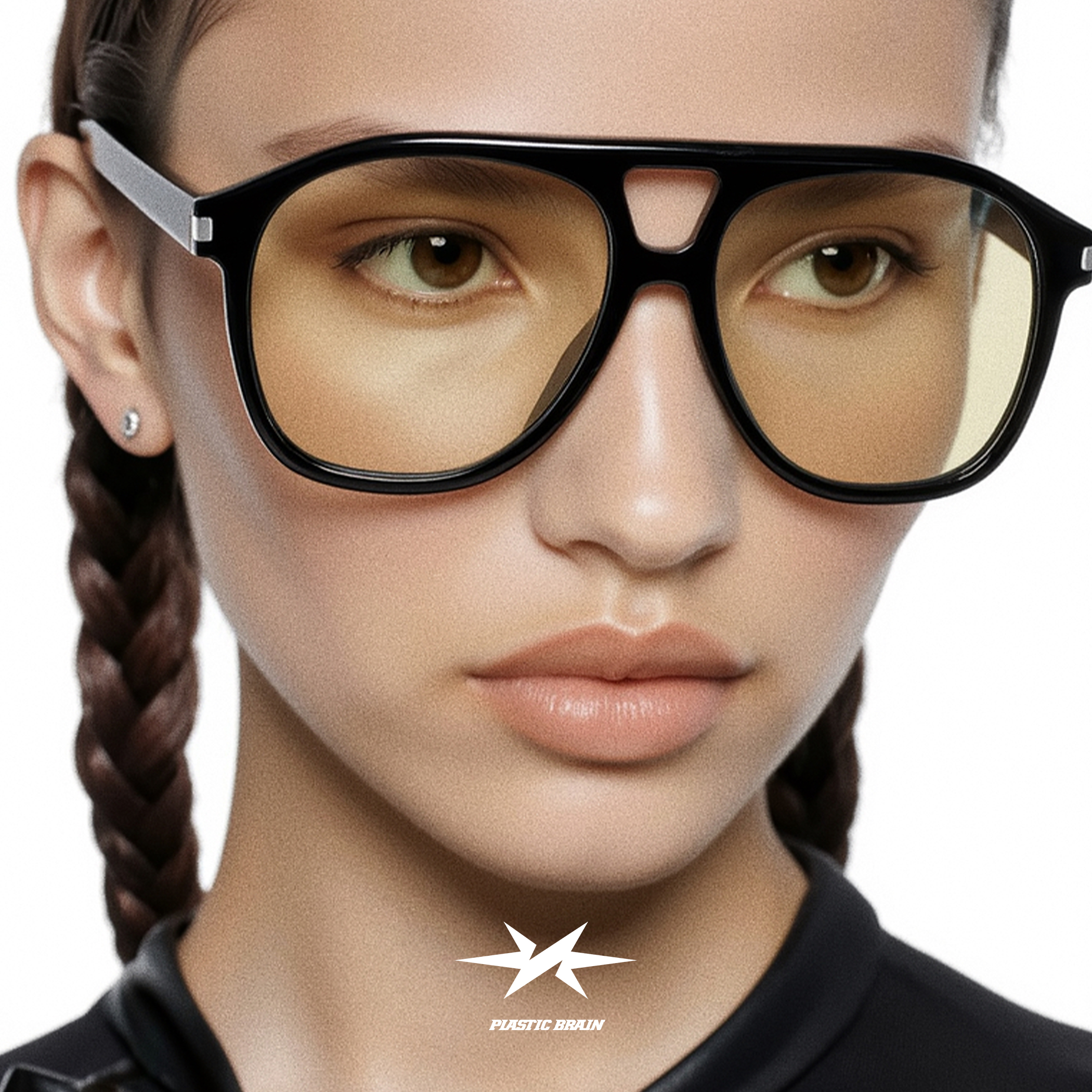 PLASTIC BRAIN飞行员大框素颜墨镜复古玳瑁防紫外线太阳眼镜男女