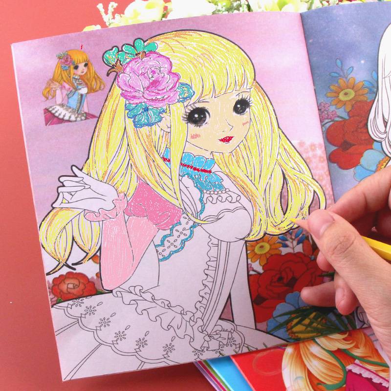 涂色绘画本女童画画本美少女