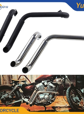 适用雅马哈XV400 XV535 改装复古排气管 弯口双管45°直出排气