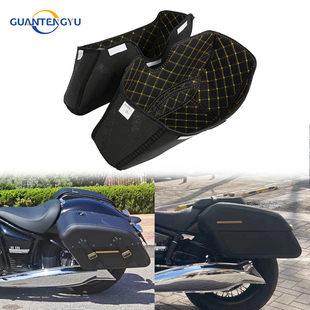 适用哈雷软尾 宝马R18改装快拆皮革边箱内衬 侧箱内胆 后备箱内衬