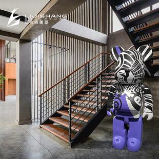 网红潮牌暴力熊公仔积木熊玻璃钢雕塑室内商场家装 办公室美陈摆件