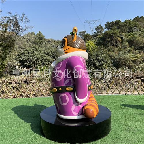 IP形象设计制作商场门店卡通动物景观装饰玻璃钢猫落地摆件