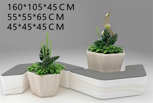 创意环形机场圆形花盆座椅组合装饰玻璃钢弧形休闲椅户外菱形坐凳