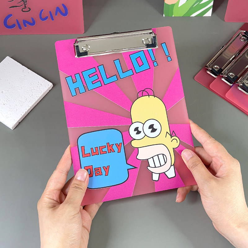 薇素蔓亚克力文件夹粉色磨砂厚实