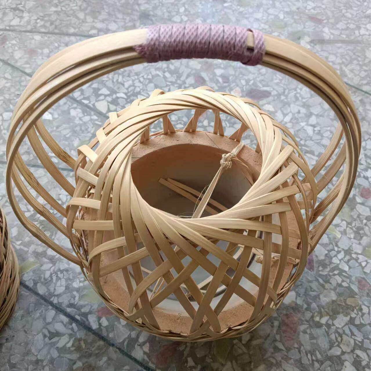 广西怀旧古老取暖火笼竹笼竹编木炭烤火篮手工竹编工艺礼品摆饰婚