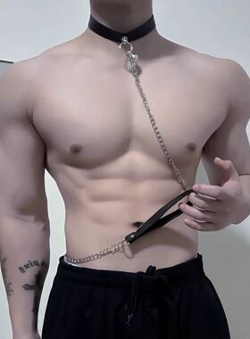 项圈男m窒息牵引绳情趣性感铃铛项圈链潮搭狗链调教体育生颈情侣