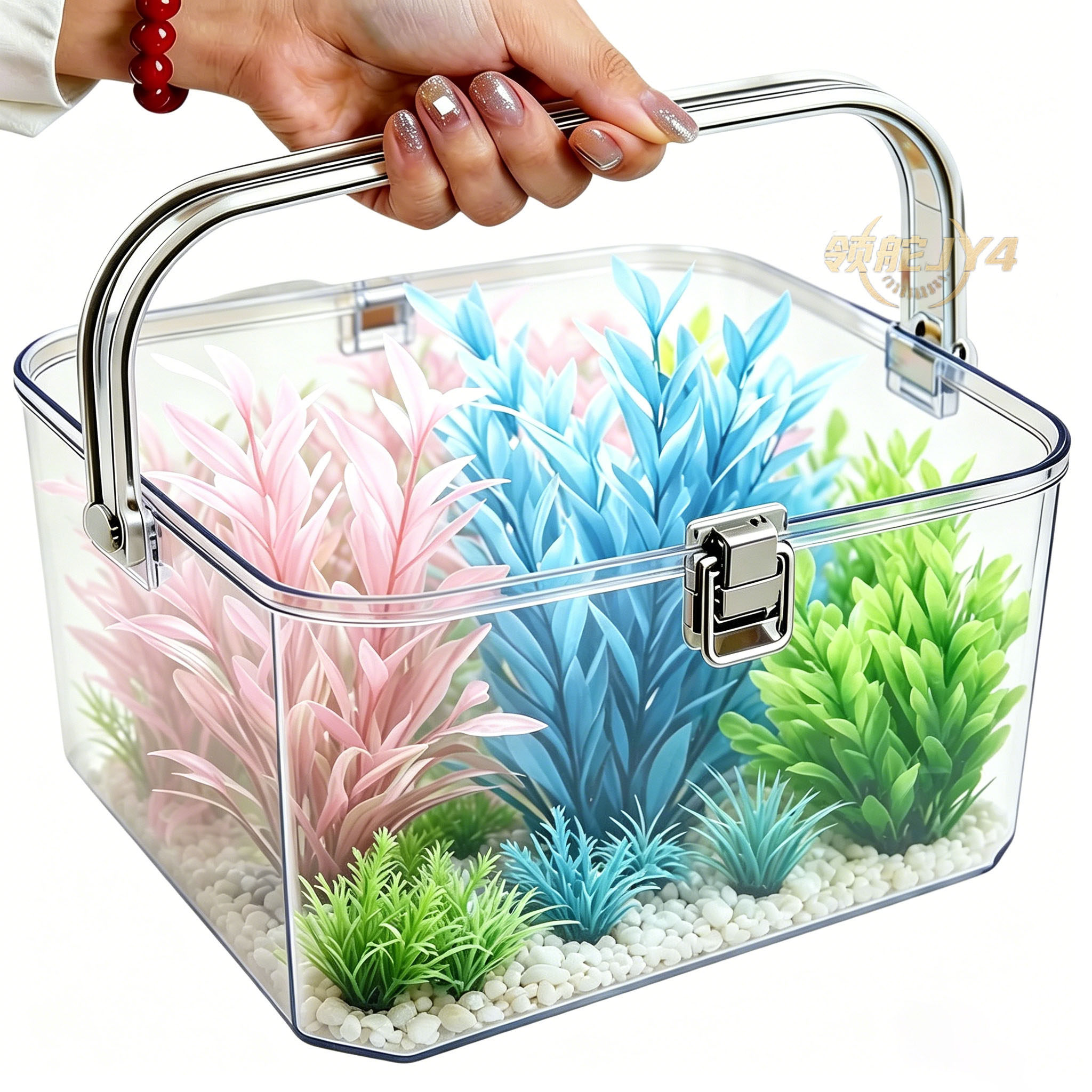 仿真水草造景鱼缸装饰水族箱塑料假花龟缸草前景小摆件五花彩石