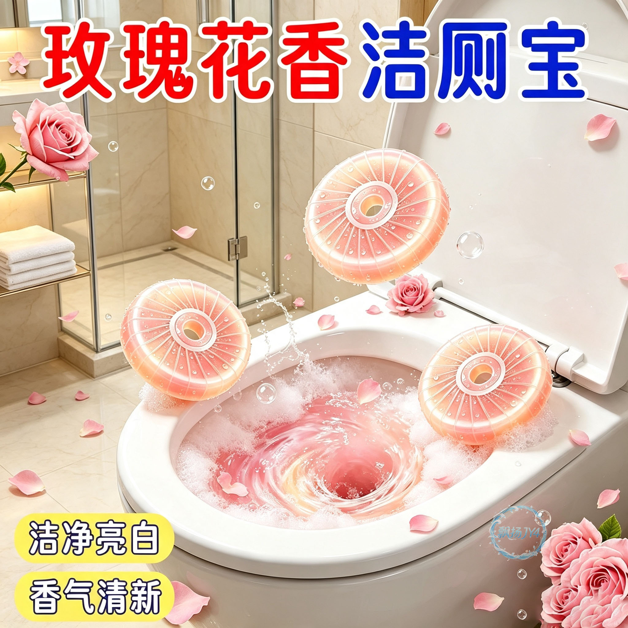 50块懒人洁厕块马桶清洁神器玫瑰花香洁厕除垢自动去污持久留香