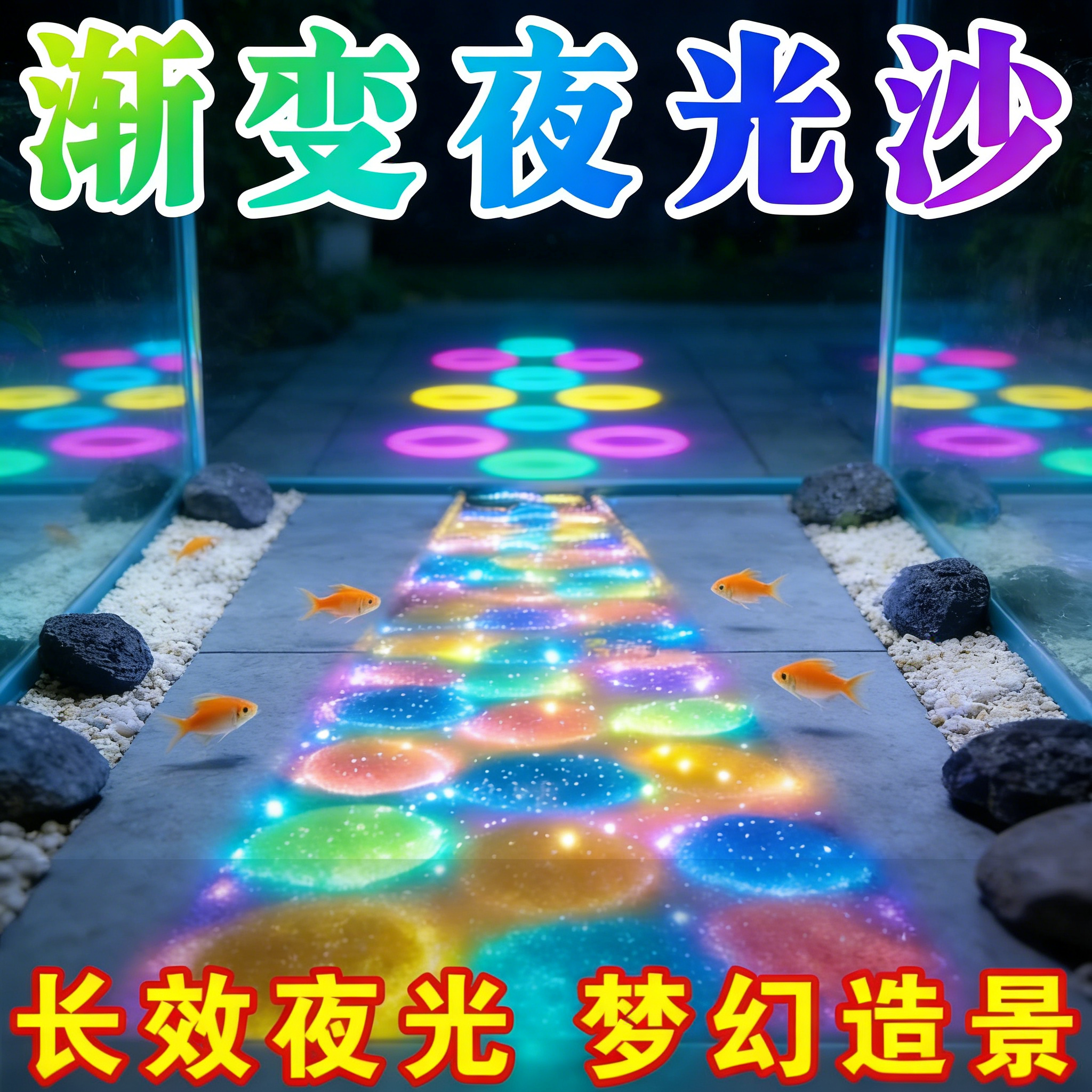 星空瓶专用夜光沙彩虹永久超亮细沙荧光碎石小颗粒鱼缸造景装饰
