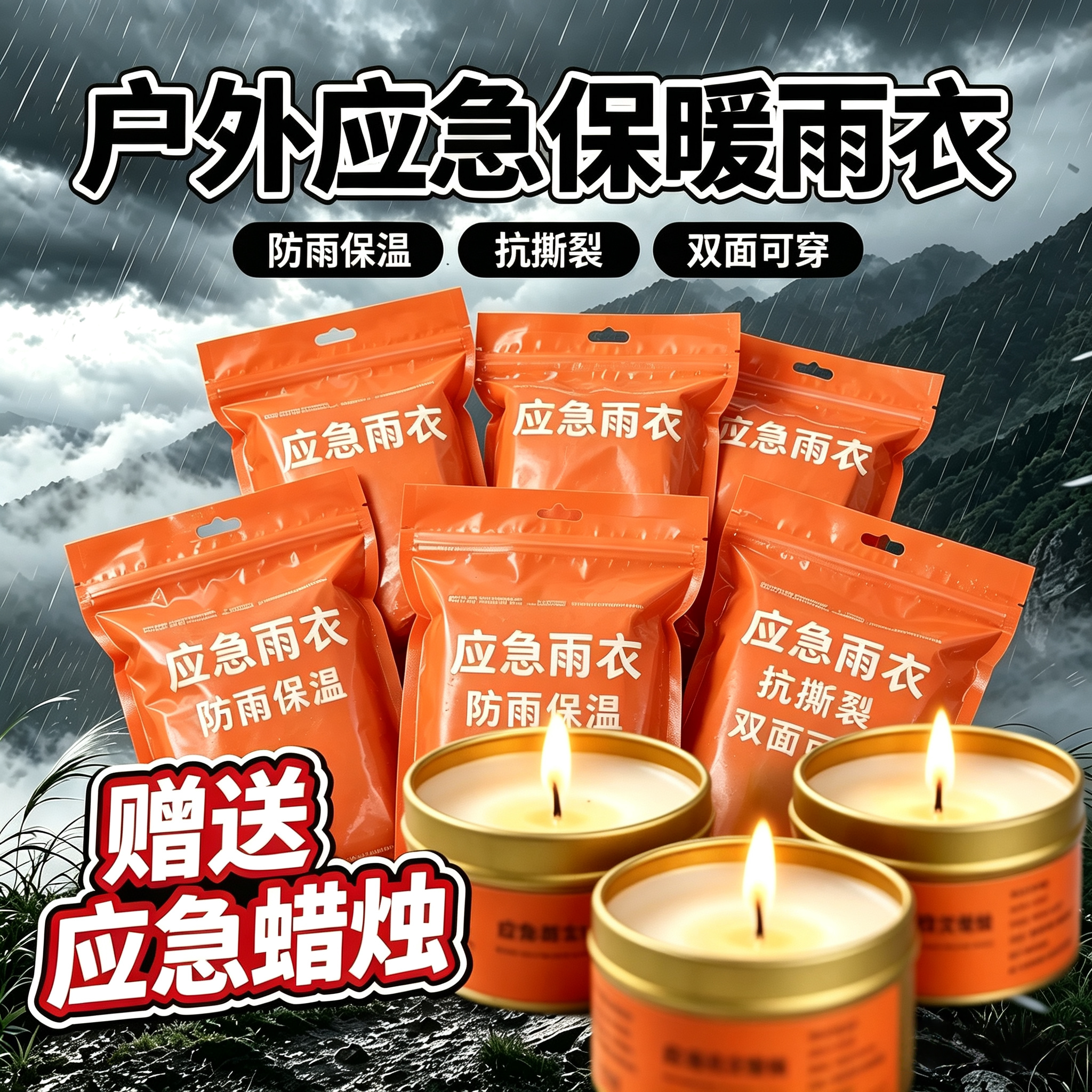 急救应急保温雨披户外运动睡袋救生帐篷加厚生存便携压缩铝膜野外