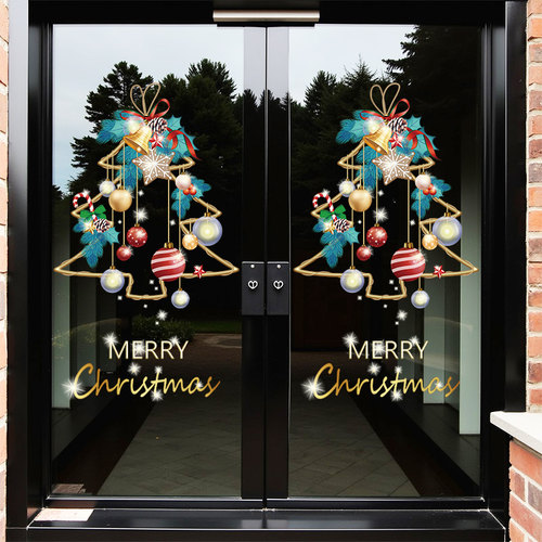 2025圣诞节装饰贴纸圣诞树静电贴