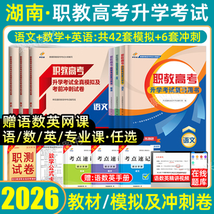 2026湖南省职教高考中职生对口升学复习资料教材真题全真模拟试卷医卫商贸机电类财会三校生综合素质高职单招语数英职业适应性2025