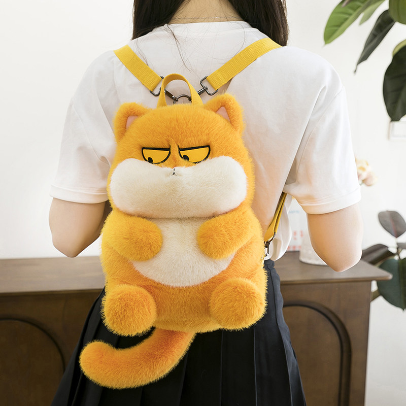 丑萌拽拽猫咪玩偶毛绒双肩包可爱生日礼物少女小背包可爱小猫旅行