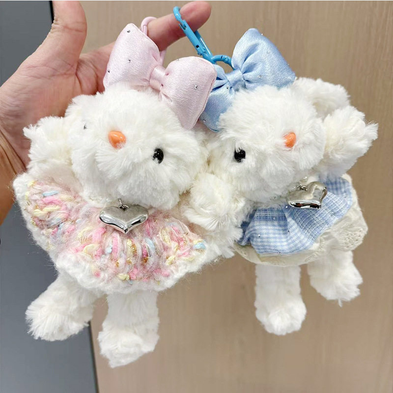 韩版可爱垂耳兔子汽车钥匙扣挂件可爱毛绒玩偶包包小挂饰闺蜜礼物