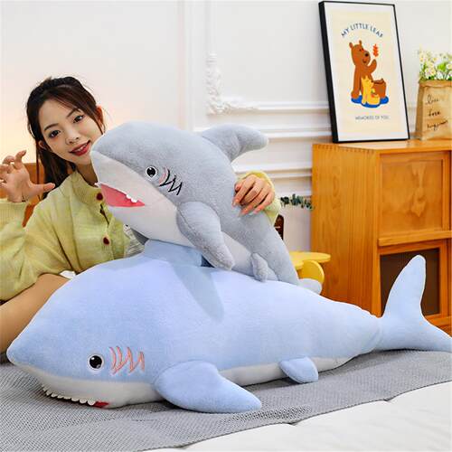 卡通大鲨鱼毛绒抱枕可爱海洋鲨鱼玩偶床上靠枕男女友陪伴生日礼物
