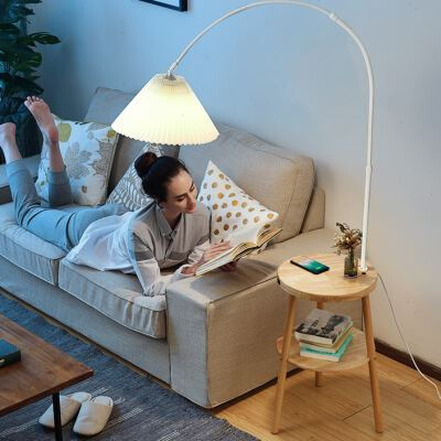 落地灯客厅卧室轻奢置物简约茶几充电落地台灯极简床头落地台灯