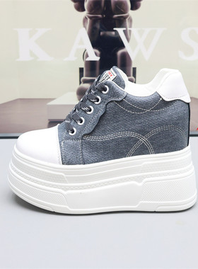 cosplay超高跟14公分内增高女鞋2025秋新款坡跟小个子12cm休闲鞋