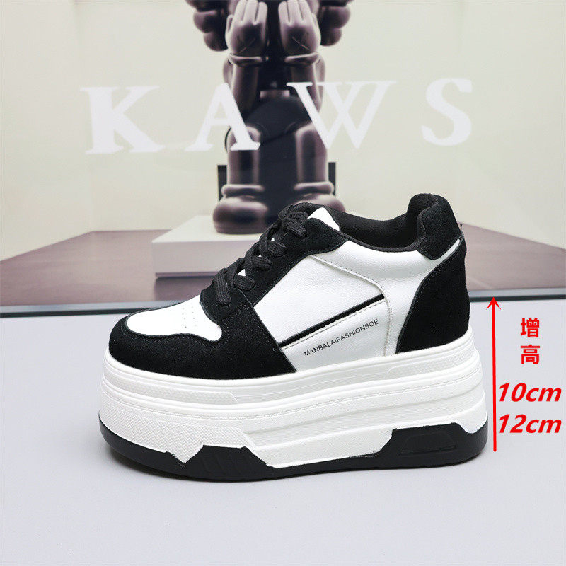 12公分内增高女鞋春秋10CM小个子2025新款爆款鞋子厚底休闲熊猫鞋