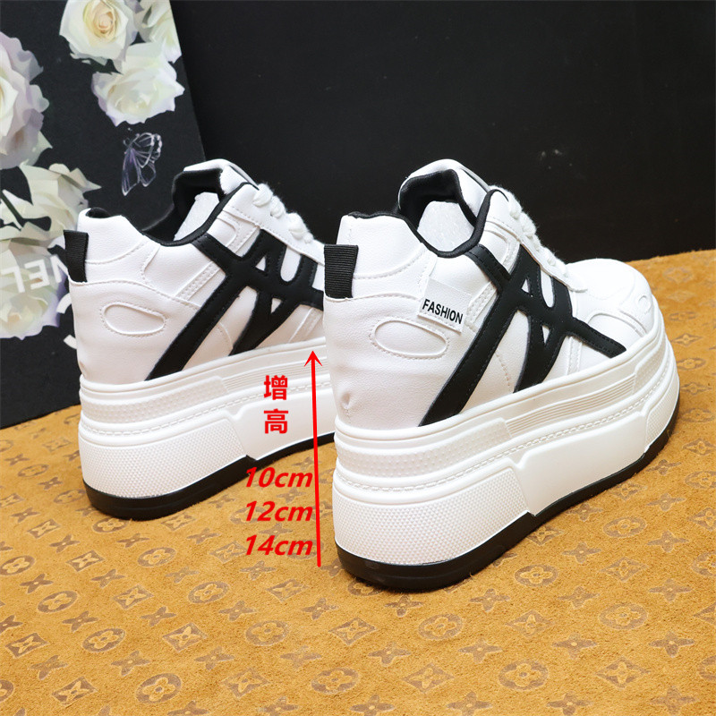 拼色小白鞋女松糕内增高12-14cm