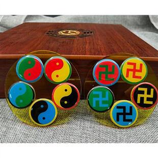 五行太极盘 单双面江氏掌中宝8.3CM双面五行太极八卦万字福补角盘