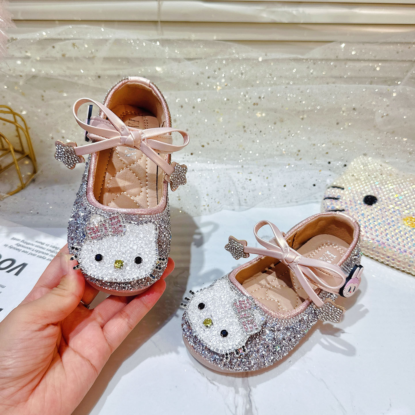 女童鞋子儿童水晶鞋女孩皮鞋小主持人配礼服配裙子钢琴演出公主鞋