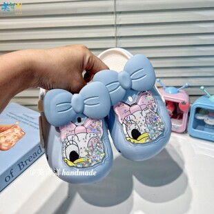 女童卡通可爱蓝色洞洞鞋包头儿童户外夏款凉拖鞋外穿防滑小孩宝宝