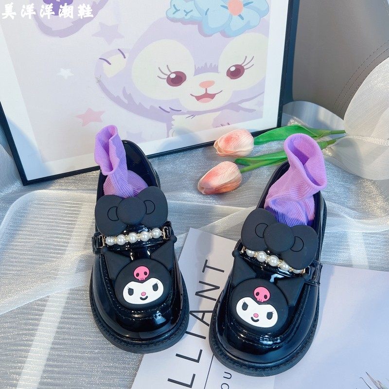 春秋PU女童珍珠公主卡通皮鞋