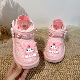 儿童雪地靴2025冬季新款东北抗寒女童鞋子加绒加厚短靴宝宝大棉鞋