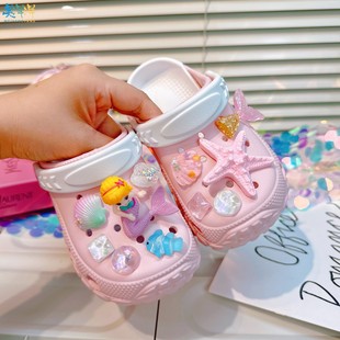 女孩小童粉色美人鱼洞洞鞋夏季外穿防滑高颜值儿童小孩拖鞋女童鞋