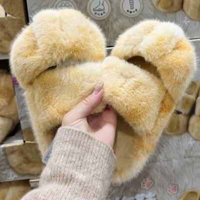 秋冬新款猫爪棉拖鞋高颜值可爱毛茸茸居家外出防滑保暖棉鞋棉拖
