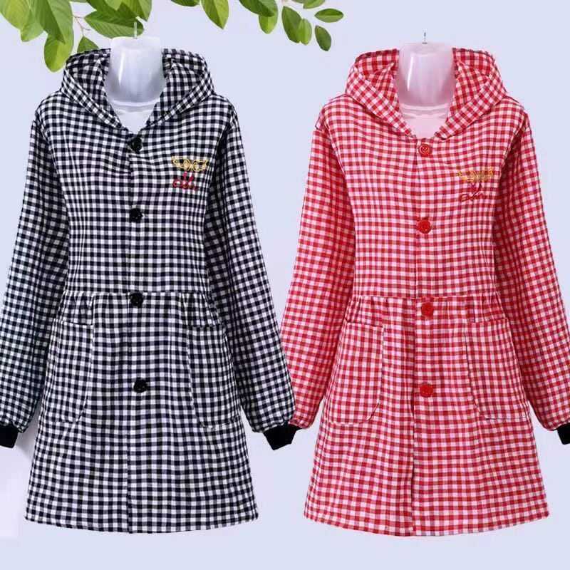 棉布围裙正穿衣带帽罩衣耐用女工作服家用厨房防尘防污耐脏工作服
